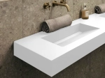 Plan vasque lavabo caniveau, sur mesure : L 60 à 201 x P 40 à 51 cm, finition lisse, Solid-Surface, Anti bactérien, résine Akrytan®SOLID teinté dans la masse, Livraison Offerte.